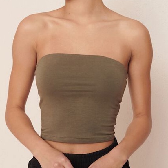 Set of 2 Garage Cropped Tube Tops In Red and Green. - Picture 1 of 8